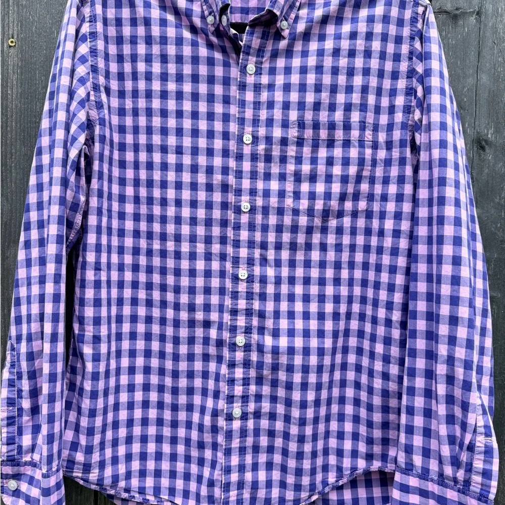 J.Crew Unisex Gingham Button-Down Shirt Purple‎ & Lavender Check Medium
